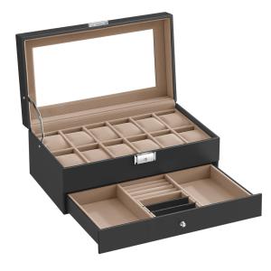 Boîte à montres coffret à montres noir doublure en beige ve…