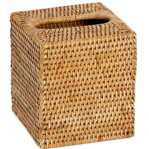 Boîte à mouchoirs carrée en rotin tressé