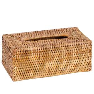 Boîte à mouchoirs rectangulaire en rotin tressé