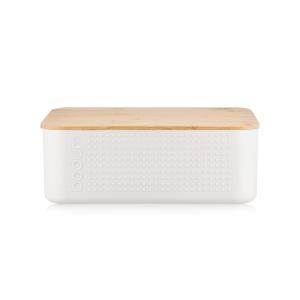 Boîte à pain avec couvercle 29 cm en bambou  blanc en plast…