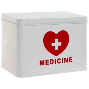 Boîte à pharmacie en métal blanc et rouge 20.5x12.5x14cm