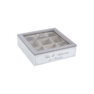 Boite à thé en bois compartimentée