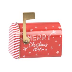Boîte aux lettres de Noël en métal rouge, blanc et doré