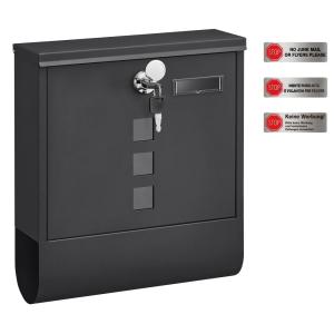 Boîte aux lettres murale avec serrure porte-nom noir