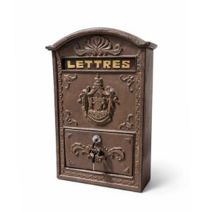 Boite aux lettres murale extérieure jardin fonte marron 45c…
