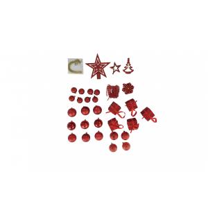 Boîte de 50 pièces décorations de Noël en plastique rouge…
