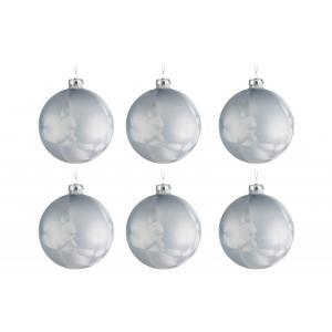 Boite de 6 boules de Noël en verre gris 8x8x8.4 cm