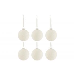 Boite de 6 boules de Noël enneigées en verre blanc D28cm