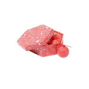 Boîte de 7 boules de Noël en plastique rouge et blanc