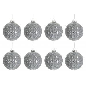 Boite de 8 boules de Noël en verre gris 8x8x8 cm