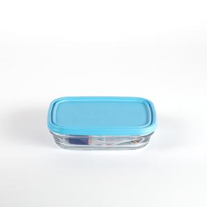 Boite de conservation rectangulaire couvercle bleu 80cl