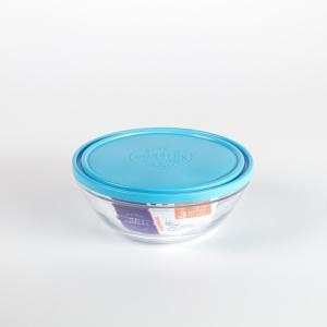 Boite de conservation ronde couvercle bleu 1,59L