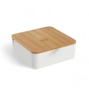 Boîte de rangement rectangulaire avec miroir  14x5cm Blanc