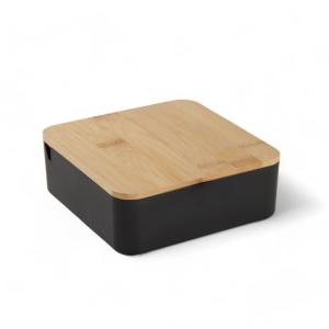 Boîte de rangement rectangulaire avec miroir  14x5cm Noir