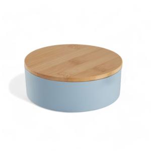 Boîte de rangement ronde avec miroir  14x5cm Bleu