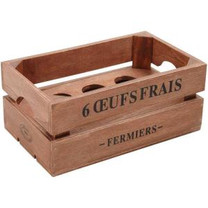 Boite déco 6 œufs en bois