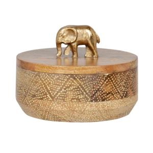 Boîte décorative en bois avec couvercle éléphant et détails…