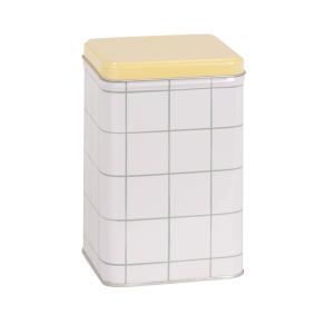 Boîte en métal blanc motifs à carreaux vert amande couvercl…