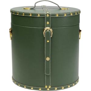 Boîte en simili vert à rivets dorés