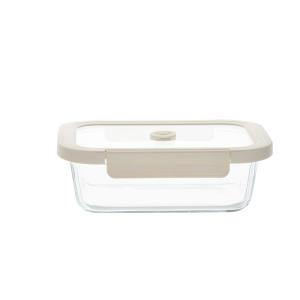Boîte en verre et couvercle beige L21