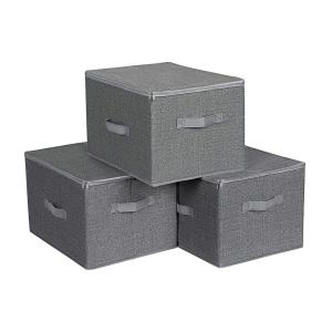 Boîtes de rangement grises pliables avec poignées et couver…