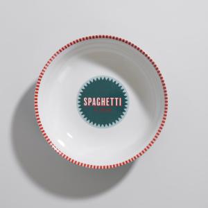 Bol à pâtes en céramique blanche, bleue et orange