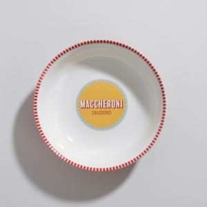 Bol à pâtes en céramique blanche, jaune et bleue