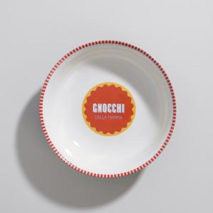 Bol à pâtes en céramique blanche, orange et jaune