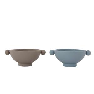 Bol bleu en silicone H5,5xL14x11cm - Lot de 2