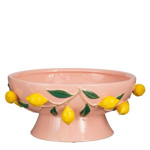 Bol décoratif en céramique avec des citrons rose pâle D39