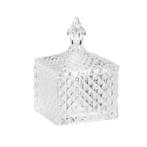 Bonbonnière carrée en verre ciselé transparent H11