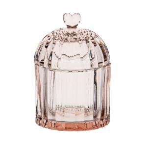 Bonbonnière cloche en verre rose H12