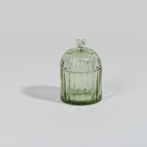 Bonbonnière ronde en verre vert H12
