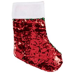 Botte de Noël à sequins vert, rouge et blanc