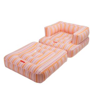 Bouée Piscine Multiposition Rayures PVC Rose