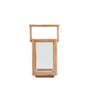 Bougeoir bois de teck recyclé marron 28x28x43cm