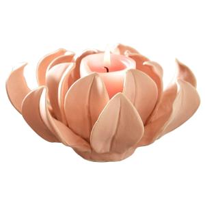 Bougeoir, bougie en céramique rose pâle