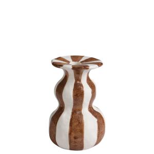 Bougeoir décoratif en céramique artisanale marron et blanc…