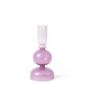 Bougeoir décoratif en verre violet transparent H25