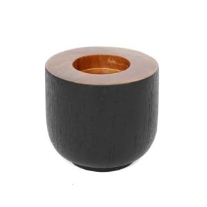 Bougeoir en bois noir naturel