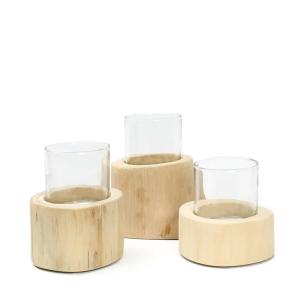 Bougeoir en bois set de 3
