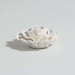 Bougeoir en céramique blanc cassé