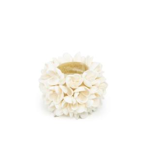 Bougeoir en coquillages blanc 7x7 cm