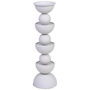 Bougeoir en métal blanc 12,5x12,5x43h cm