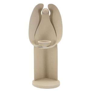 Bougeoir en métal crème 12,5x10x30 cm