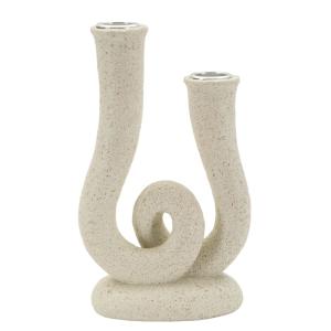 Bougeoir en métal crème cm 12x7x20