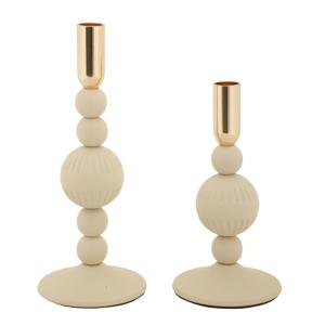 Bougeoir en métal crème et doré (Lot de 2, Ø 10x20-10x25,5…