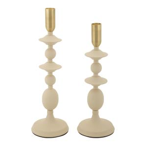 Bougeoir en métal crème et doré (Lot de 2, Ø 10x29-10x33 cm…