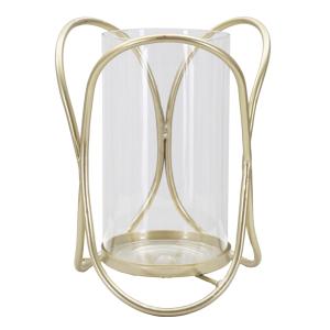 Bougeoir en métal doré avec verre Ø 16x21,5  cm