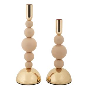 Bougeoir en métal rose et doré (Lot de 2, Ø 10x24-10x29,5 c…